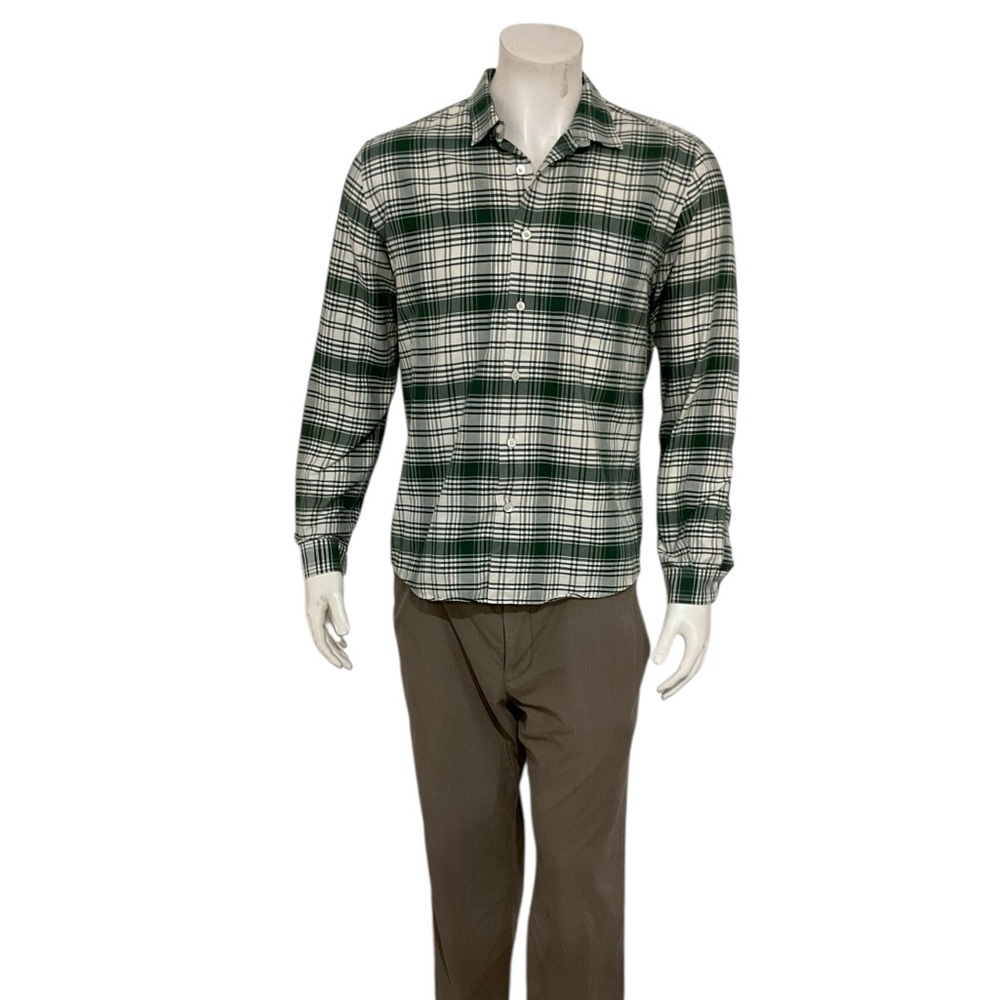 ami Men’s Green Check Plaid Button Shirt